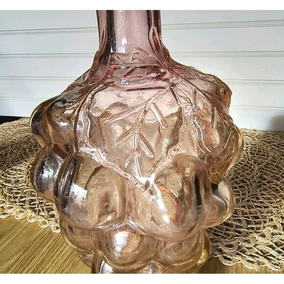 Vintage Grape Cluster Bottle, Clear Pinkish Purple Flashed Glass Heavyweight EUC - Picture 2 of 10